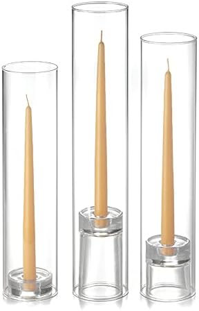 Yummi Set of 12 Taper Candles with Holders Caramel