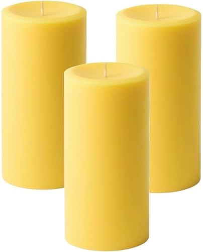 3 x 6 Yellow Pillar Candles Set of 3 Unscented