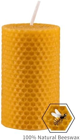 Beeswax Pillar Candles Bulk Set of 9 Handmade Natural