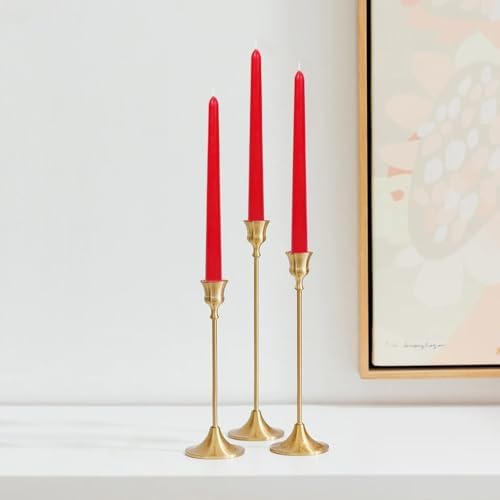 TONGKAE Taper Red Candles Set of 4 Smokeless Dripless