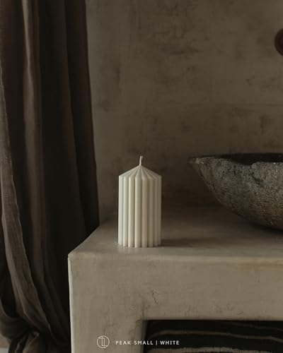 LAWA Ribbed Peak Pillar Candle - White