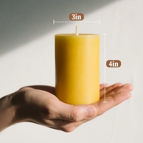 Uniteland 3 Pack Beeswax Pillar Candles