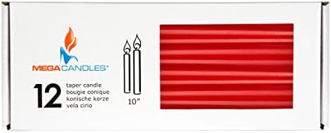 Mega Candles 12 Pack Unscented Red Taper Candles