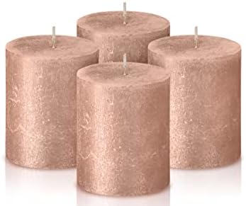 BOLSIUS Pink Shimmer Metallic Pillar Candles 4 Pack 1