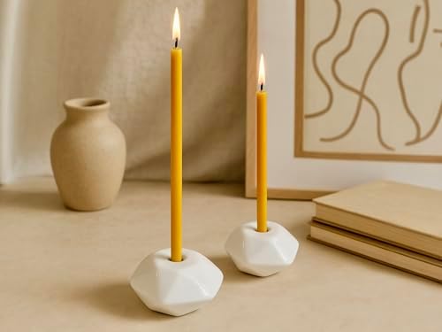 Votprof 50 All Natural Beeswax Taper Candles - Tall Unscented Dripless Smokeless Slow Burning