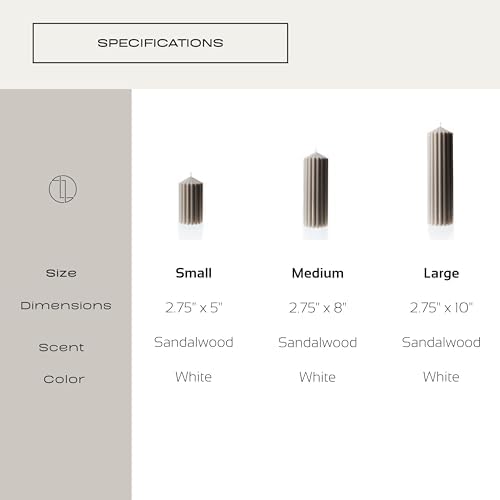 LAWA Ribbed Peak Pillar Candle - White
