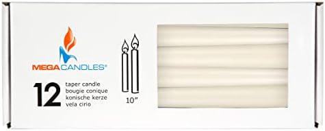 Mega Candles 12pcs Unscented Ivory Taper Candles