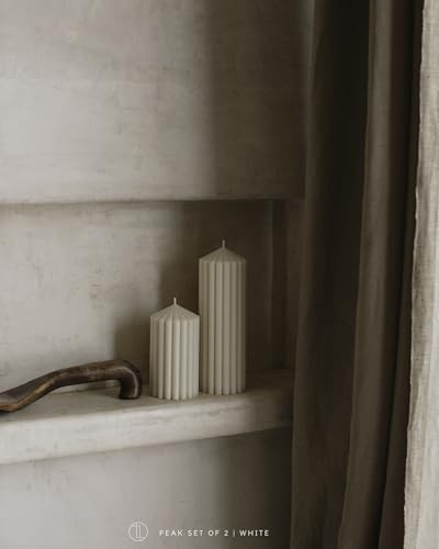 LAWA Ribbed Peak Pillar Candle - White