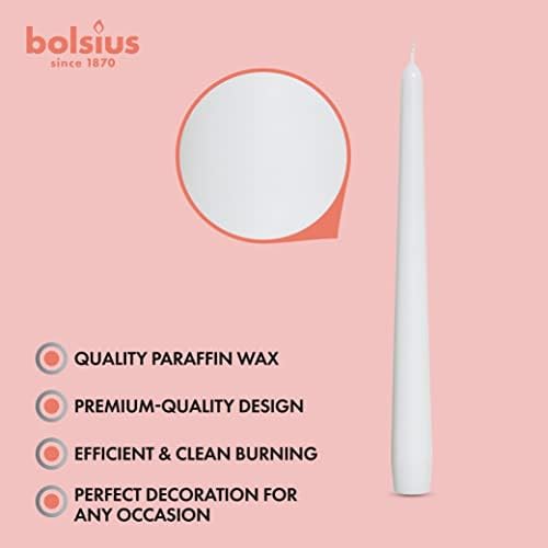 BOLSIUS 10 Inch Dinner Candles 10 Pack Smokeless Dripless Taper Candles