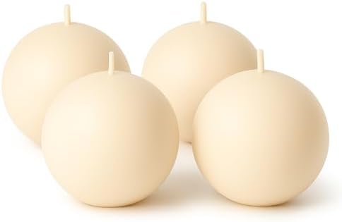 Biedermann Sons 8-Hour Long Burning Unscented Round Ball Candles Set of 4