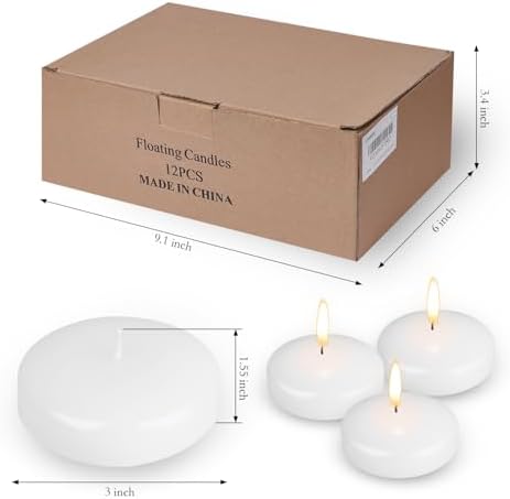 Halloween White Floating Candles 3 Inch 12 Pcs