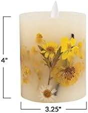 Creative Co Op Pillar LED Candle with Daisy Inlay and Timer