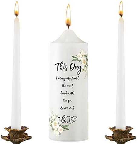Frienda Unity Taper Candles Wedding Set With Eucalyptus Leaf