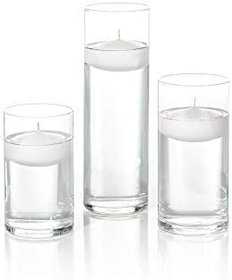 Yummi Set of 36 Floating Candles and Cylinder Vases White