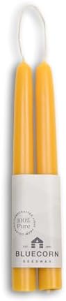 Bluecorn Beeswax Yellow Taper Candles - 8 Inch Pair