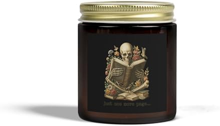 Skeleton Reading Scented Candle Halloween Decor