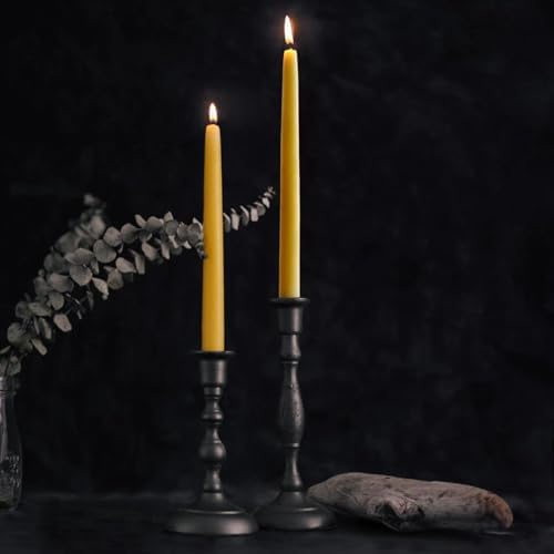 Bluecorn Beeswax Yellow Taper Candles - 8 Inch Pair