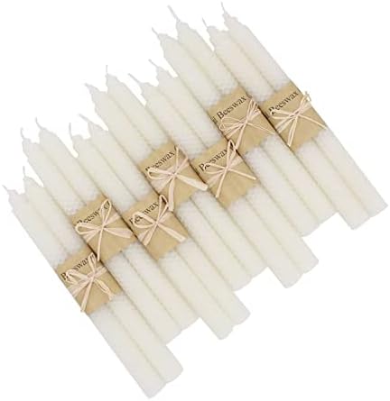 Set of 14 Beeswax Taper Candles 9 Inch Smokeless Dripless Unscented
