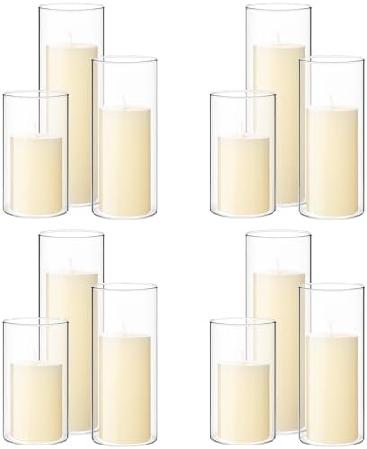 Shihanee 12 Piece Pillar Candle Set with Clear Glass Vases 1