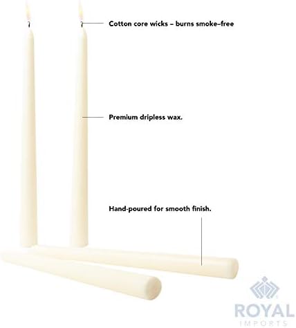 Royal Imports Unscented Taper Candles - 10 Inch Ivory Set of 12