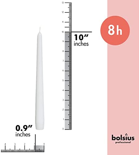 BOLSIUS 10 Inch Dinner Candles 10 Pack Smokeless Dripless Taper Candles