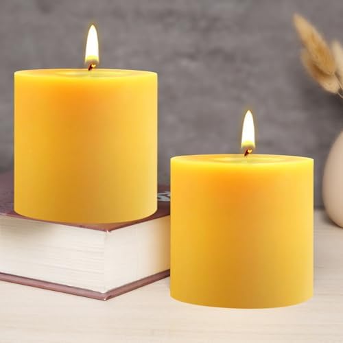 Furnizone Beeswax Pillar Candles 2 Pack 3x3in Unscented