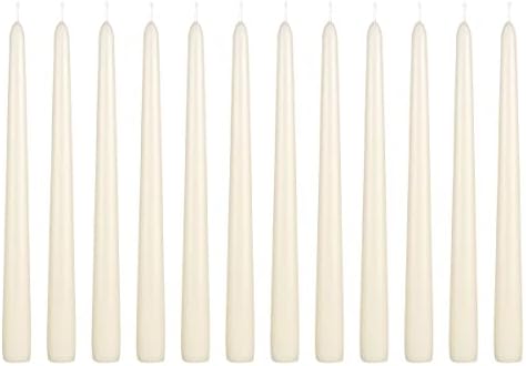 Mega Candles 12pcs Unscented Ivory Taper Candles