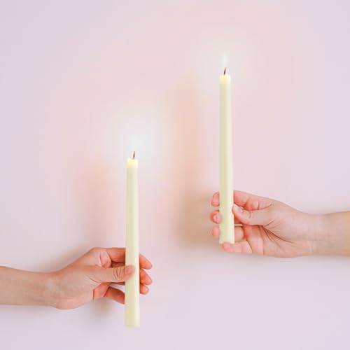 12 Inch Natural White Beeswax Taper Candles Set of 6