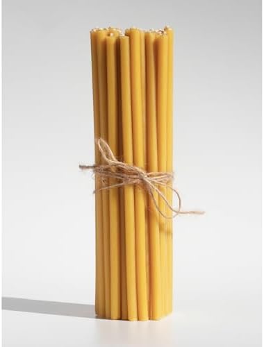 CANDWAX 50 Pack Yellow Taper Candles 7 Inch