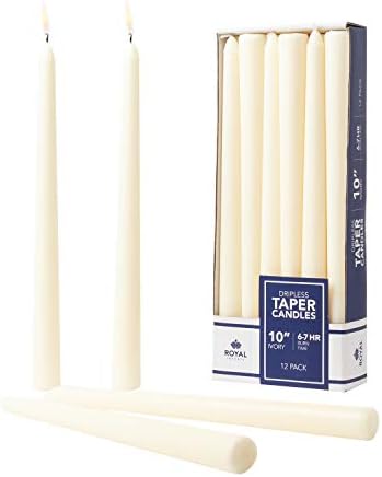 Royal Imports Unscented Taper Candles - 10 Inch Ivory Set of 12