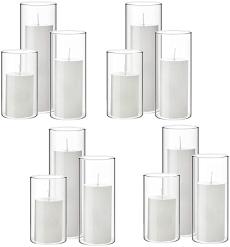 Shihanee 12 Piece Pillar Candle Set with Clear Glass Vases