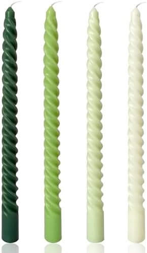 10 Inch Spiral Taper Candles Green Series 4 Pack