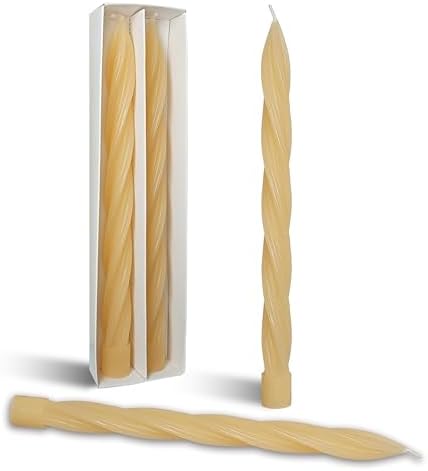 Yellow Twisted Taper Candle 10 Inch Smokeless 2 PCS
