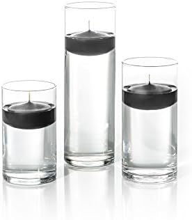 Yummi Set of 18 Floating Candles and Cylinder Vases Black
