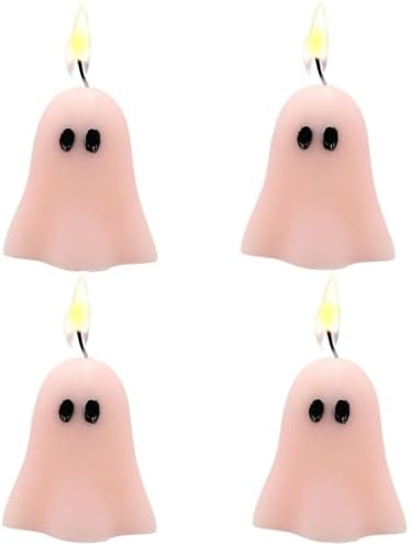 4 Piece Cute Ghost Candle Set for Halloween Decor
