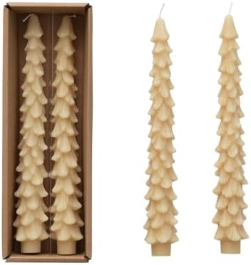 Creative Co-Op Tree Shaped Taper Candles Boxed Set Of 2