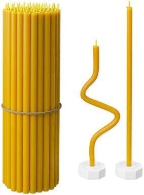 BlueBee Pure Beeswax Taper Candles 40pcs Set with Holders