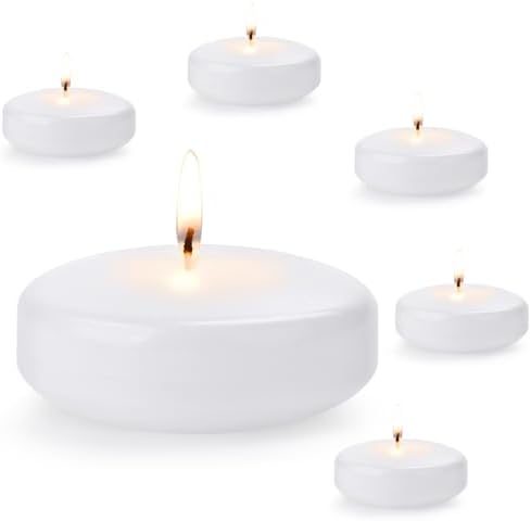 3 Inch White Floating Candles 12 Pack Dripless Smokeless