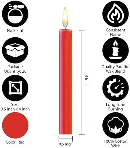 Dinil Set of 20 Red Spell Chime Candles