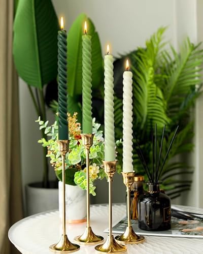 10 Inch Spiral Taper Candles Green Series 4 Pack