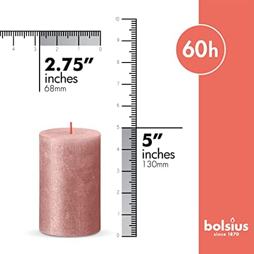 BOLSIUS Pink Shimmer Metallic Pillar Candles 4 Pack