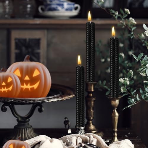 KONNI Black Beeswax Taper Candles Pack of 3