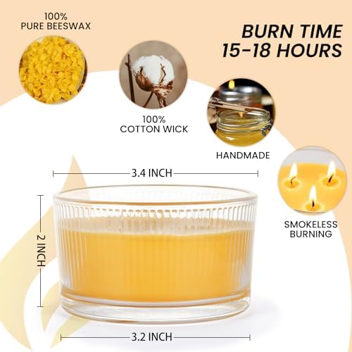 AGLARY 3-Wick Beeswax Candle in Glass