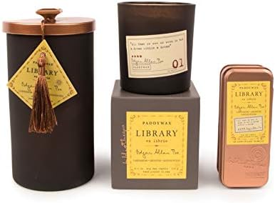 Paddywax Library Collection Poe 2-Wick Travel Tin Candle Set