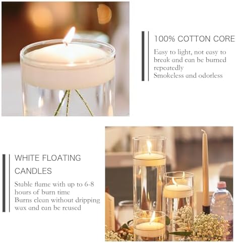 Halloween White Floating Candles 3 Inch 12 Pcs