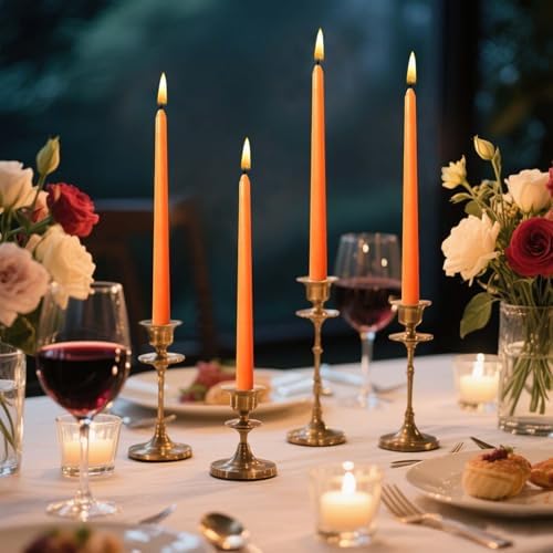 10 Inch Orange Taper Candles Set of 4