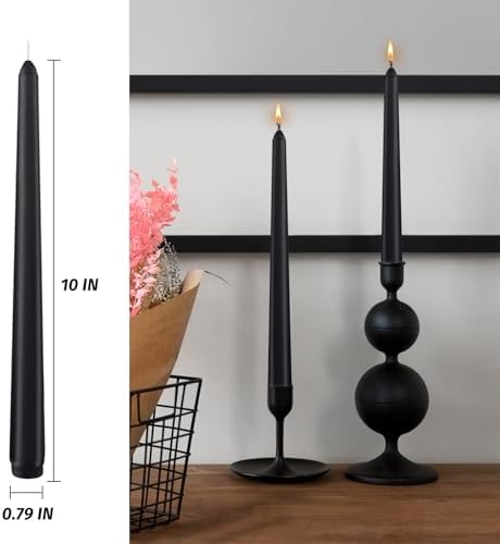 8-Pack 10 Inch Hand Cast Black Drip Free Candles