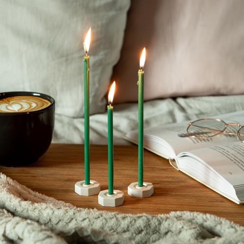 BlueBee Pure Beeswax Taper Candles 40pcs Set with Holders