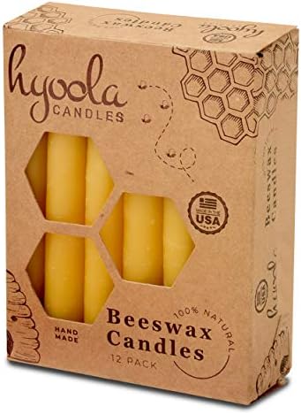 Hyoola Beeswax Tree Candles 12 Pack - Handmade in USA - Yellow