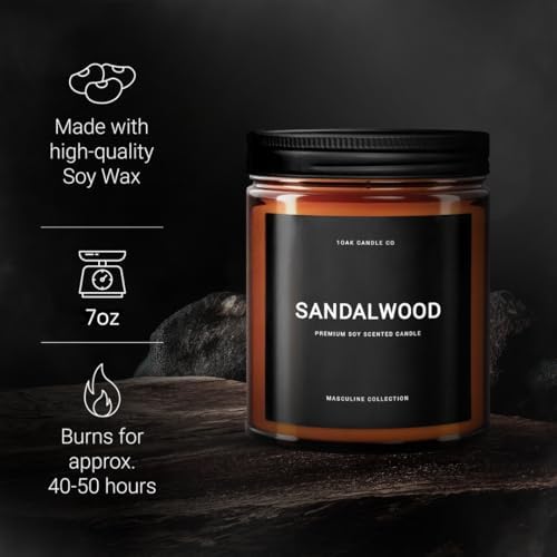 1OAK Scented Candles for Men - Sandalwood Jar Candle